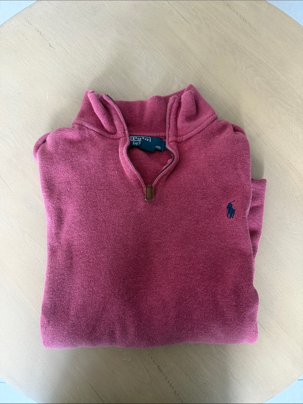 Polo by Ralph Lauren Men's Half-Zip Sweater in Rose Pink 100% Cotton